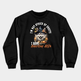 American Akita Dog Ghost Guardian Vintage Halloween Funny Crewneck Sweatshirt